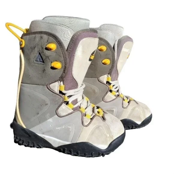Vintage 90s Airwalk Womens Size 5/Youth 3 Gray Yellow Snowboard Boots Lace Up - Picture 3 of 12